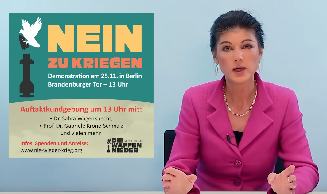 Sahra Wagenknecht ruft in ihrer Wochenschau zur Teilnahme an der Demo auf!
